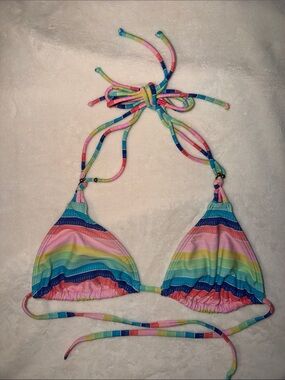 Hobie Multicolor Rainbow Stripe Triangle Bikini Top